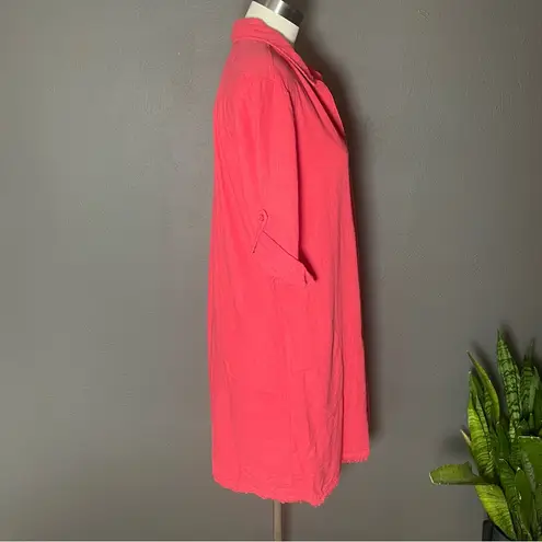 Oversized Mododoc Red Linen Blend Shirt Dress – Button Down fits‎ like a Medium Size XS thumbnail 4