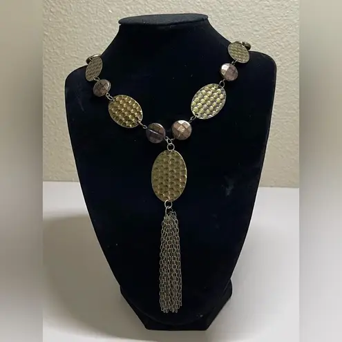 Beautiful Blank hammered coin necklace with tassel.