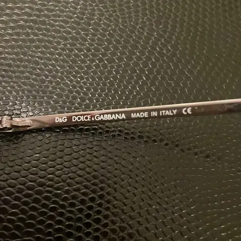 Dolce & Gabbana Wire Rim Eyeglasses Silver Rectangle White Zipper Case