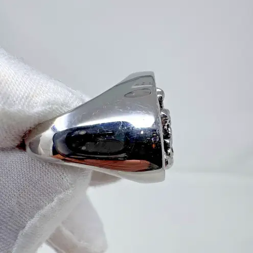 Stainless Steel Skull & Crossbones Ring Size 11 Heavy Biker Style 11.41g Used Silver