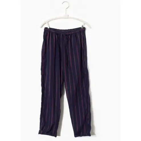 Xirena Kalvyn Winston Stripe Drawstring Pants sz XS Navy Purple Pockets Blue