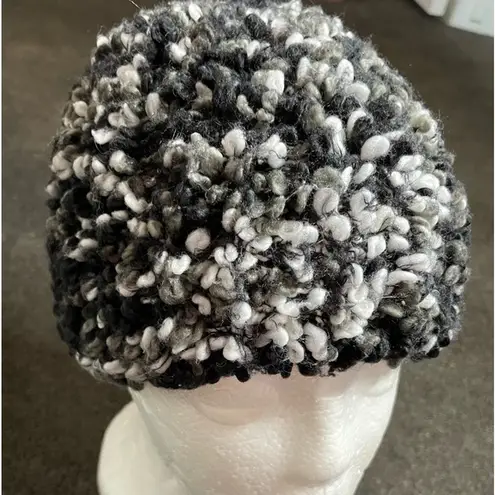 Black Speckled Boucle Knit Beanie Hat