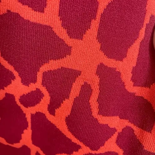 I.B.B.I. Red Abstract Heavy Knit Dress Crew Neck 3/4 Sleeve size 16 Size M