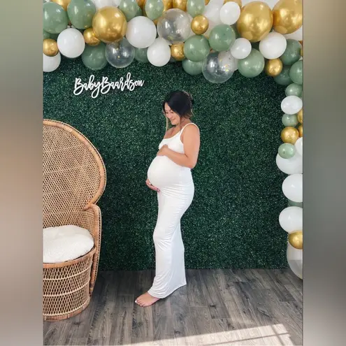 Bumpsuit The Sarah One Shoulder Maternity Maxi Dress in White Size undefined