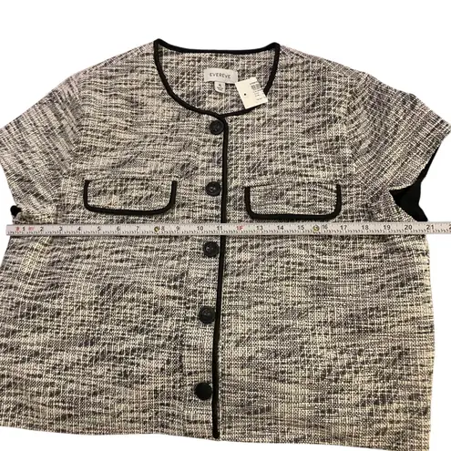 Evereve Margo Short-sleeve Black and White Tweed Jacket-size Large