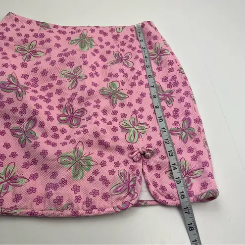 Lilly Pulitzer  Pink Gossip Print Flowers Butterfly Barbie Short Skirt Size 6 VTG