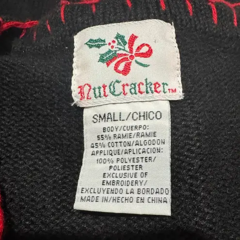 Vintage Christmas Vest Snowmen Embroidered Black Small