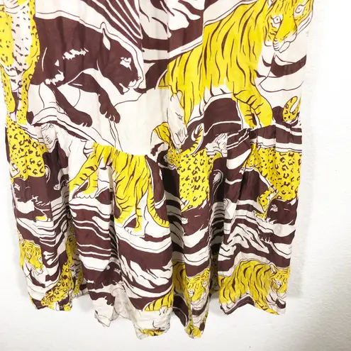Anthropologie  Panther Ruffle Maxi Dress Size XS Smocked Lightweight Cheetah Boho - Image 11