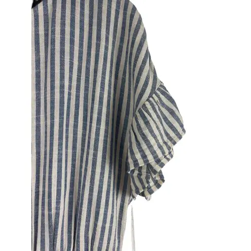 Hudson June Womens Jumpsuit Plus Size 1 Blue Ivory Stripe Linen Blend 1 Piece