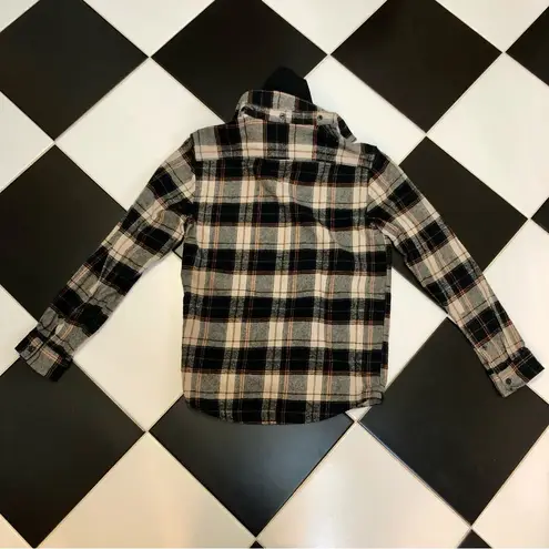Jules Plaid Layered Hoodie Flannel Shirt Layered Grunge Emo 90s Plaid Neutrals S Brown