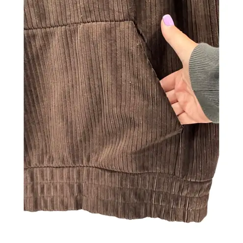 Maniere De Voir Pullover Hoodie Women M Brown Corduroy Oversized Sweatshirt