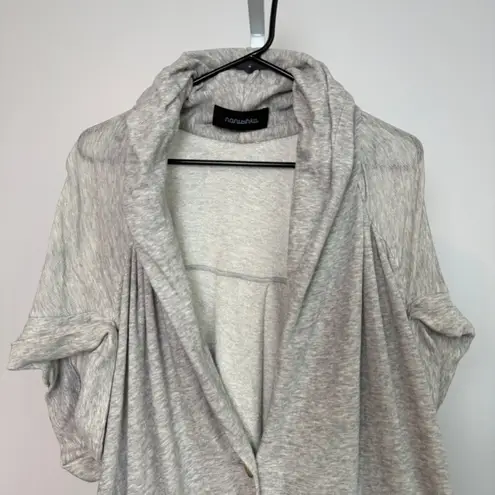 Nanushka Gray Marl Short Sleeve Drape Collar Button Front Cardigan Sweater S