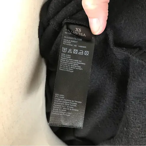 All Saints Dahlia black asymmetrical convertible sweatshirt jacket XS