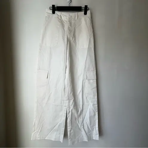Princess Polly  Ayla White Cargo Relaxed Fit Wide Leg Pants 0