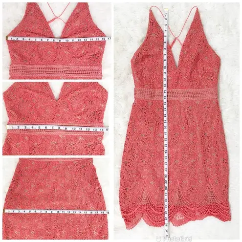 Stylestalker Coral Crochet Lace Mini Dress Spaghetti Strap Amelie Sz Medium New
