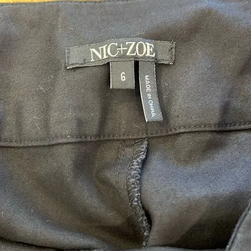 Nic+Zoe Womens Flat Front Mid Rise Straight Leg Slack Pants Black Size 6