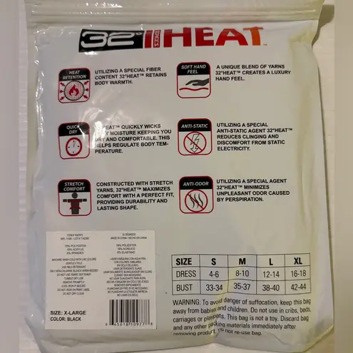 32 Degrees Heat Women’s Long Sleeve Scoop Neck Medium Weight Shirt Black XL