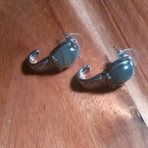 Madagascar Fire Labradorite Stainless Steel Solitaire Stud Earrings