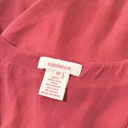 Sundance V Neck Sleeveless Gathered Front Silk Dress in Deep Rose size 10
