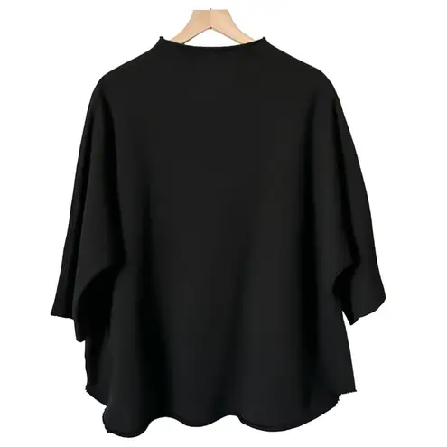Frank & Eileen Effie Long-Sleeve Funnel Neck Capelet Black Triple Fleece Size L