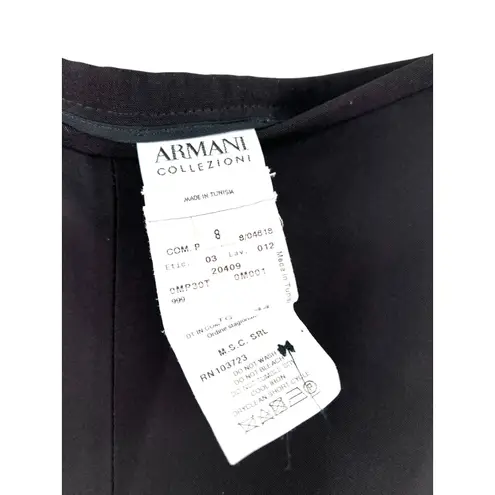 Armani Collezioni 8 Pants Trouser Black Wide Leg Flat Front Luxury Designer Silk