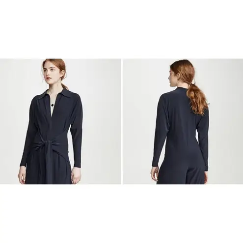 Norma Kamali ππ Ty Front NK Shirt Cropped Straight Leg Jumpsuit ~ Pewter XS NWT