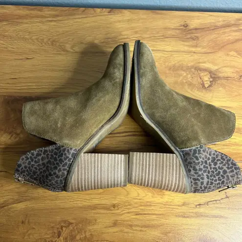 Dolce Vida DV8 Heel Ankle Boots Size 7 Booties Leopard Colorblock 3.5" Heel Tan