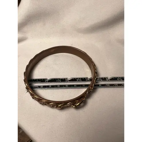 Vintage Retro Gold Tone Bangle Bracelet with Chain Link Design
