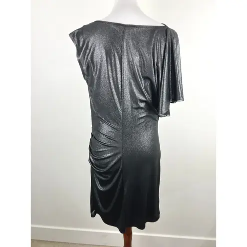 Laundry by Design Black Metallic Cowl Neck Ruched Bodycon Dress