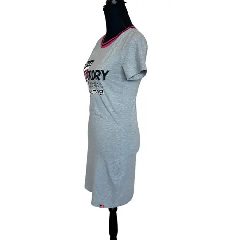 Superdry Gray Logo Ringer T-shirt Dress Size 6 Short Sleeve Y2K Bodycon Rare