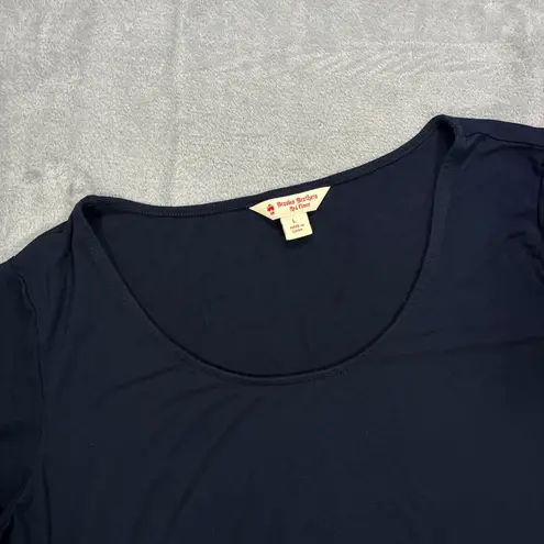Brooks Brothers Red Fleece Navy Blue Scoop Neck T Shirt Women's L Rayon Blend Size L
