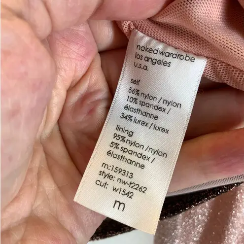 Naked Wardrobe | NWT | M | On the Glow Sparkle Colorblock Long Sleeve Crop Top