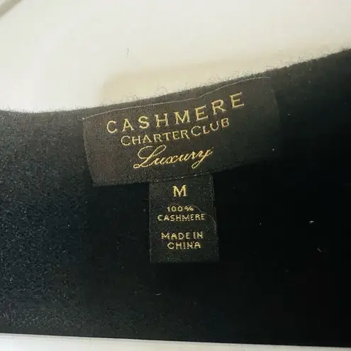 Charter Club Luxury Cashmere Black Brown Geometric Long Sleeves Sweater Size M