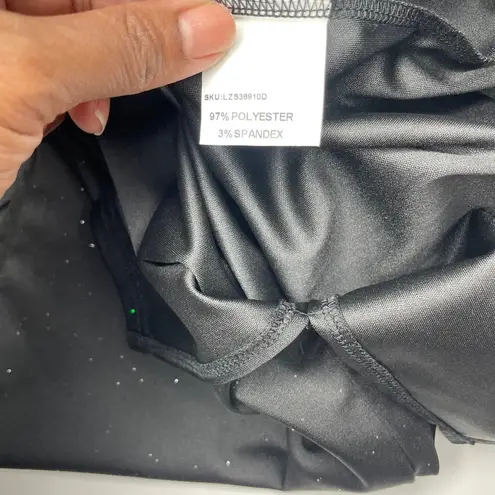 chicme Black Lace Mock Neck Open Back Sparkle Cocktail Dress XL