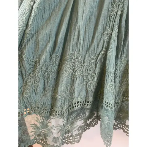 Floral Pattern Embroidered crochet Lace Swimwear Cover ups Tunic Dress M Green Size undefined