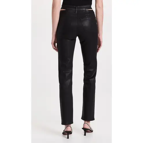Jonathan Simkhai NWT Amelia Straight Leg Denim in Black Coated Size 29