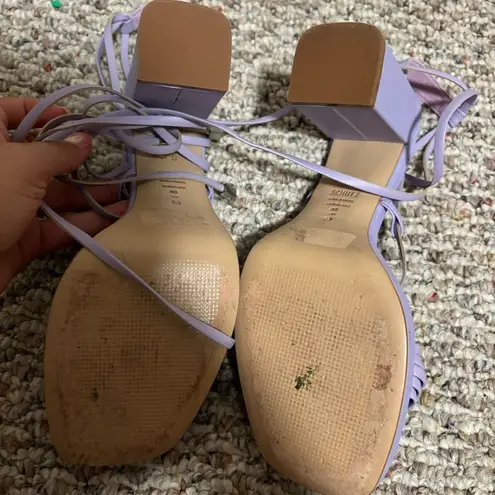 Schutz Glenna Platform Leather Sandal Smokey Grape Purple 3.5” Heel- Size 8