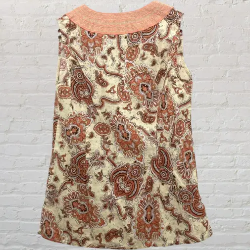 Fenn Wright Manson Top Size M Paisley Embroidered Linen Rayon Sleeveless Tunic