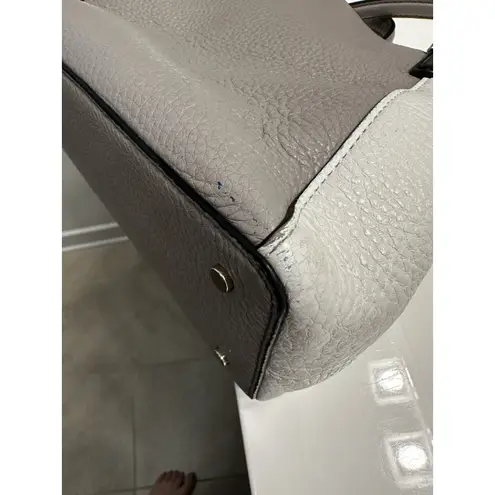 Kate Spade 3 Compartment Satchel Gray Cream Color Block Handbag Purse Crossbody