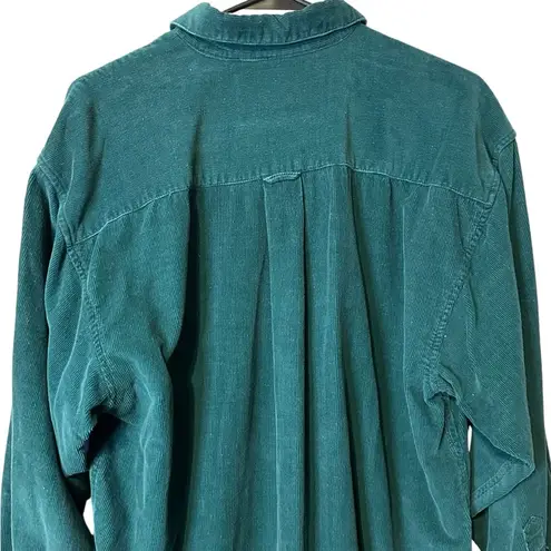 Vintage Basic People Everywhere Reindeer Christmas Holiday Sot Corduroy Shirt M Green Size M