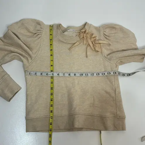 Ulla Johnson Harper French Terry Pullover Oatmeal Puff Sleeve Poplin Collar S