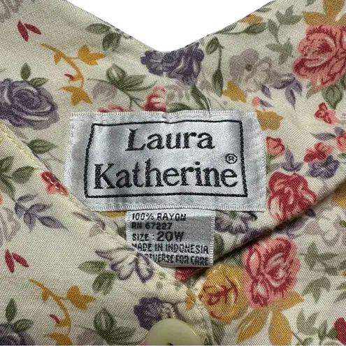 Vintage 90s Adjustable Cream Floral Hippie Cottagecore Flower Pattern Ro… Pink Size 20W