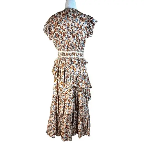 Ulla Johnson Printed Madeline Dress in Cream 4 Womens Midi Floral Bohemian