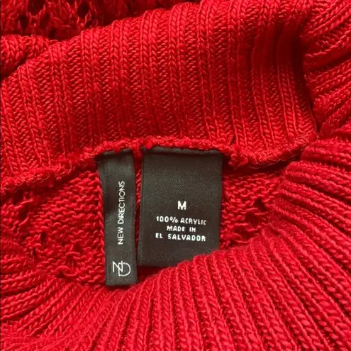 Open Knit Dolman Sleeve Cowl Turtleneck Sweater M Red Size M