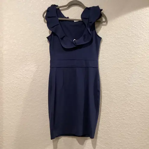 Red Valentino Spa ruffle Sheath bow Bodycon Mini Dress Navy Sleeveless short M