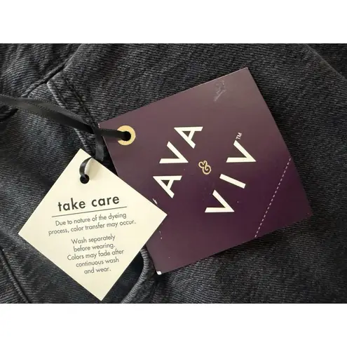 Ava & Viv Black Slim High-Rise Midi Denim Skirt Size 16 NWT