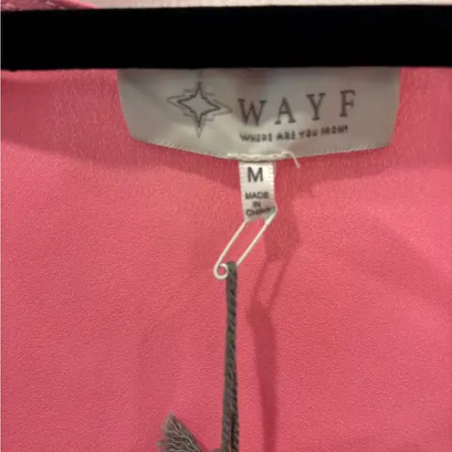 WAYF pink smocked blouse with raglan sleeves size Medium NWT