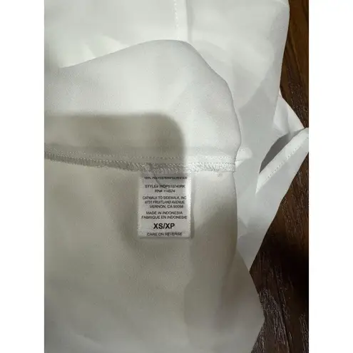 Pleione Womens XS Blouse Dressy Tank Top White Sleeveless Dressy Casual Office