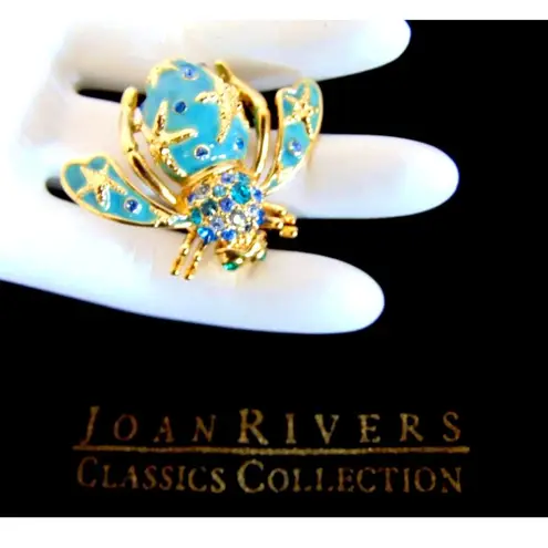 Joan Rivers VTG Gold STARFISH BEE PIN Brooch Gold Star Fish Blue Pave Crystal