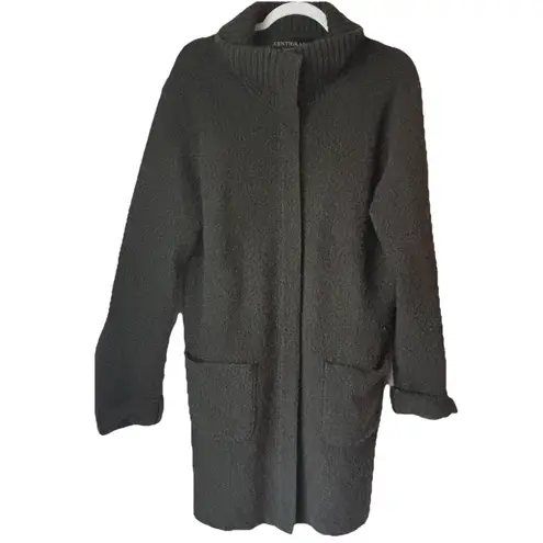 VTG Centigrade 100% Wool Sweater Coat Womens M Green Deep Pockets Snaps EUC Size M